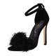 CreoQIJI Women's Shoes 40 Red Women Open Toe Sandals Fluffy Feather Strap High Heel Shoes High Heels Sexy Women Buckle Sandals Costume Shoes For Women, black, 6 UK