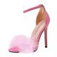 CreoQIJI Women's Shoes 40 Red Women Open Toe Sandals Fluffy Feather Strap High Heel Shoes High Heels Sexy Women Buckle Sandals Costume Shoes For Women, pink, 2/2.5 UK