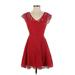 BB Dakota Casual Dress - Fit & Flare: Red Dresses - Women's Size 0
