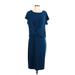 DKNY Casual Dress - Midi: Blue Solid Dresses - Women's Size Small