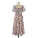 Siren Lily Casual Dress - Midi: Brown Floral Motif Dresses - Women's Size Large