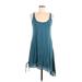 Velvet Casual Dress - Slip dress: Teal Solid Dresses - Women's Size Medium