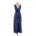 Simply Vera Vera Wang Casual Dress - Maxi: Blue Acid Wash Print Dresses - Women's Size X-Small