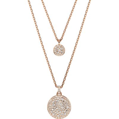 Ketten-Set SWAROVSKI "Sublima Round im Lagenlook", rosa (roségoldfarben, kristallweiß), Halsketten, Damen, Metall, L: 45cm, mit Swarovski Kristall Image
