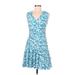 Derek Lam Collective Casual Dress - DropWaist: Blue Floral Motif Dresses - Women's Size 38