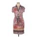 Mile Gabrielle Casual Dress - Shirtdress: Burgundy Batik Dresses - Women's Size X-Large