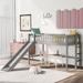 Twin Size Pine Wood+MDF Low Loft Bed with Ladder(Vertical Design) and Slide is Removable, for Bedroom, Small Space