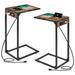 Set of 2 C Shaped End Table with Charging Station, Snack Side Table with Table with USB Ports & Power Outlets, C Tables