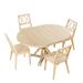 5-Piece Mid-Century Extendable Round Dining Table Set With 15.7" Removable Leaf and 4 Cross Back Dining Chairs