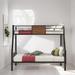 Modern Style Twin-Over-Full Bunk Bed With Safety Rail, Steel Frame with Built-In Ladder For Bedroom, Black