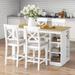 60"Lx30"W Solid Wood Farmhouse Counter Height Dining Table Set with 3-Tier Storage Shelves