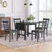 5-Piece Dining Table Set With 4 Ladder Back Chairs And Wood Square Drop Leaf Extendable Table