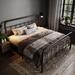 Queen Size Metal Platform Bed Frame with Victorian Style Wrought Iron-Art Headboard/Footboard, No Box Spring Required, Black