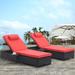 Outdoor Patio Chaise Lounge Chair,PE Wickers，Elegant Reclining Adjustable Backrest and Removable Cushions Sets of 2