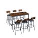 7 Pcs Pub High Dining Table Set, Pub Table, 6 PU Leather Bar Chairs