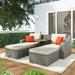 Ouyessir 3-Piece Patio U-shape Wicker Sofa Sets with Coffee Table