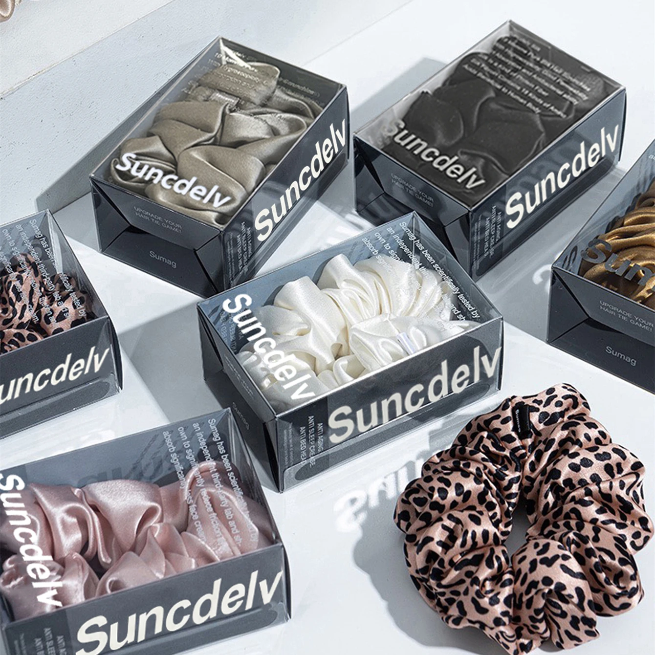 2PCS 100% Natürliche Seide Einfarbig Haar Krawatten Hohe Qualität Haarband Frauen Große Haarbänder Haar Zubehör 22Momme Image