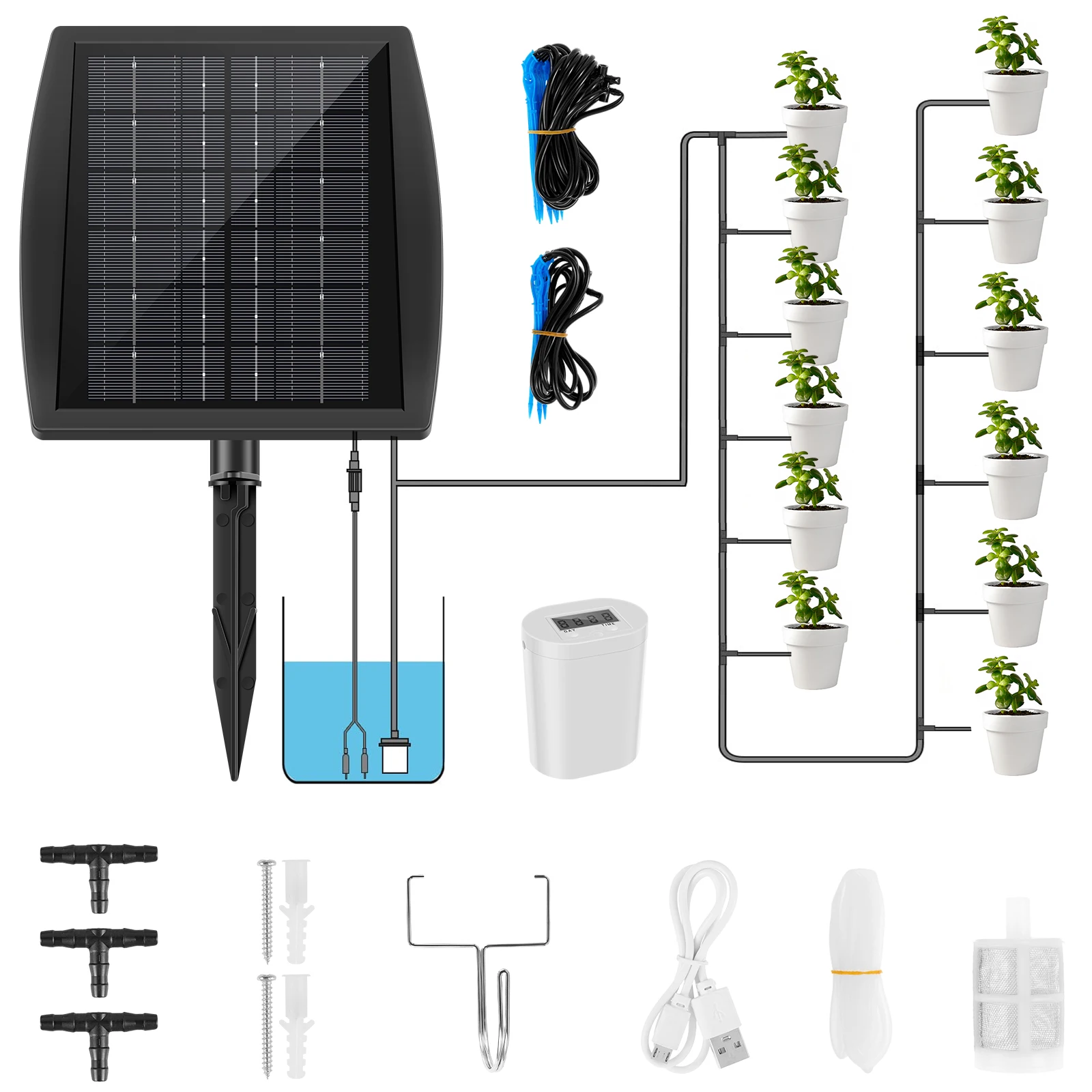 Solar Bewässerungs kit Solar automatische Pflanzen bewässerungs geräte mit Timing-Modi ip67 wasserdichte solar betriebene Tropf bewässerung