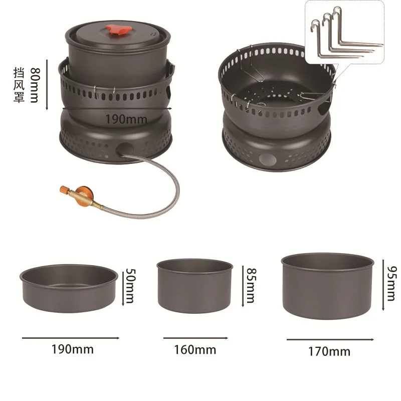 Campingkocher Kochgeschirr Kombinationsset BL100-Q1xb Kochtopf Pfanne Herd Set Image