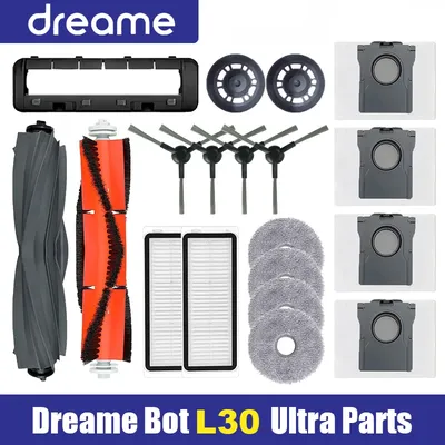 Dreame bot l30 ultra roboter staubsauger ersatzteile, gummi/seiten bürste, abdeckung, filter, mopp lappen, staubbeutel Image