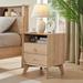 George Oliver 18" W Manufactured Wood Nightstand w/ Charging Station, Side Table w/ 2 Drawers Wood in Brown | Wayfair