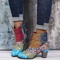 Stivaletti stampati con giunture Vintage per scarpe da donna stivali corti invernali da donna