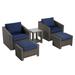 Latitude Run® 2 - Person Outdoor Swivel Seating Group w/ Ottomans Synthetic Wicker/All - Weather Wicker/Wicker/Rattan in Gray/Blue | Wayfair