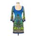 Arden B. Casual Dress: Blue Graphic Dresses - Women's Size X-Small