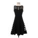 White House Black Market Cocktail Dress - Fit & Flare: Black Stripes Dresses - Women's Size 0
