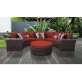 kathy ireland Homes & Gardens River Brook 6 Piece Outdoor Wicker Patio Furniture Set 06c in Cinnamon - TK Classics River-06C-Terracotta