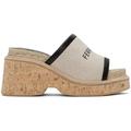 Beige Chunky Slider Sandals - Black - Ferragamo Flats