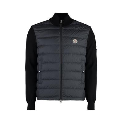 Cardigan With Padded Front Panel - Black - Moncler...