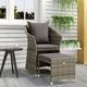 2-tlg. Garten-Lounge-Set Gartenmöbel-Set Terrassen-Sitzgruppe mit Kissen Grau Poly Rattan ZDEH50870