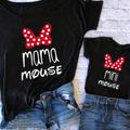 T-shirts assortis élégants pour la famille, maman et moi décontracté mignon MAMA et MINI souris lettre imprimé hauts à manches courtes, maman et enfants correspondant t-shirts pour l'été