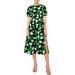 Tropical Print Puff Sleeve Midi Dress