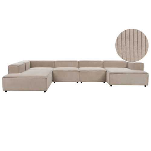 Ecksofa Hellbraun Cord L-förmig 5-Sitzer Modulsofa Rechtsseitig Wohnzimmermöbel Modern Wohnzimmer Salon Wohnecke Sitzecke