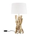 Lampe en bois flotté et abat-jour en coton H 55 cm NIRVANA