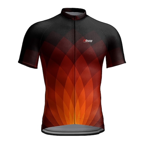 Herren Radtrikot Geometrisch Geometrie Kurzarm Fahhrad Trikot Oberteil mit 3 Gesäßtaschen Mountainbike MTB Straßenradsport Schnelltrocknend Reflektierende Streifen Rückentasche Feuchtigkeitsableitend Image
