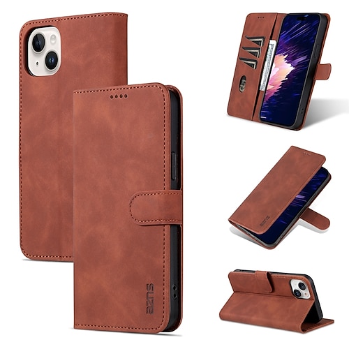 Handy Hülle Handyhüllen Für iPhone 16 15 14 Pro Max Plus 13 12 11 Pro Max Mini Brieftaschenhülle Vollschutz Ständer Kartenfach Retro TPU PU-Leder Image