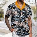 Architecture Noix de coco Mode Hawaïen Design Homme Chemise hawaïenne Chemise Camp Chemise graphique Extérieur Plein Air Casual Eté Printemps Collier cubain Manche Courte Noir Blanche Vert S M L