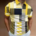 Géométrique Homme Décontractées 3D Imprimer POLO Polo zippé Extérieur Plein Air Usage quotidien Polo piqué Manche Courte Col rabattu Zip Polos Jaune Orange Jaune Eté S M L Micro-élastique Polo