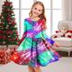 Nouvel an FILLE 3D Feux d'artifice Robe manche longue 3D effet Automne Hiver Sport Loisir du quotidien Vacances Le style mignon Décontractées Magnifique Enfants 3-12 ans Robe casual Robe Trapèze Au