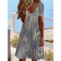 Femme Robe casual Robe t-shirt Robe ethnique Floral Cachemire Imprimer V Profond Mini robe Classique Rendez-vous Manche Courte Eté Printemps