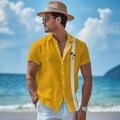 marinière Cocotier Hawaïen Confortable Station balnéaire Homme Chemise Chemise Lin Chemise décontractée Casual du quotidien Hawaïen Eté Revers Manche Courte Jaune, Bleu S, M, L 100 % Polyester Chemise