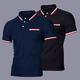 Paquets multiples 2 pièces Homme Revers Manches courtes Bleu marine noir Polos boutonnés Tee Shirt Golf polo de golf Patchwork Poche Bloc de couleur Usage quotidien Vacances Polyester Printemps été