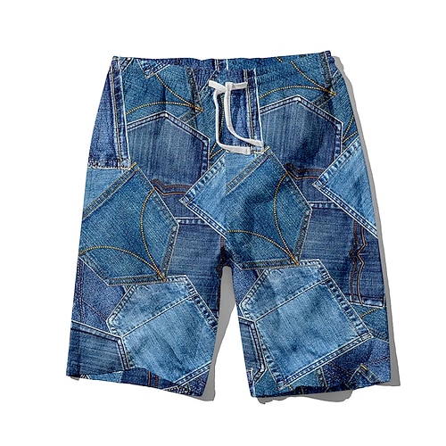 Per uomo Jeans Cuciture a blocchi di colore Costumi da bagno Pantaloncini da mare Pantaloncini da Surf Misura del girovita medio Hawaiano Casual Ferie Spiaggia Coulisse con fodera in rete Elastico in