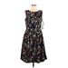 Tahari by ASL Casual Dress - Fit & Flare: Black Floral Dresses - New - Women's Size 6