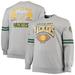 Men's Mitchell & Ness Heathered Gray Green Bay Packers Big Tall Allover Print Pullover Sweatshirt