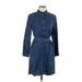 Coldwater Creek Casual Dress - Shirtdress: Blue Dresses - Women's Size Large