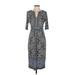 London Times Casual Dress: Gray Print Dresses - Women's Size 4